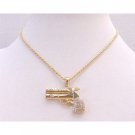 HH241 Pendant Fully Embedded With Simulated Diamond Gun Pendant Necklace