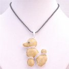 HH232  Poodle Pendant Necklace Black Beaded Long Necklace Animal Pendant Necklace