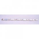 BR101 Rectangle Link Bracelet in Blue Opal Pink Mother of Pearls Authetic Genuine Sterling Silver