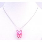 UNE186 Bunny Rabbit Easter Necklace Fuschia Bunny Very Cute Pendant Necklace