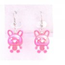 UER361  EASTER Bunny RABBIT Dangle Pierced EARRINGS Fuschia Bunny Rabbit Earrings Jewelry