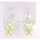 UER362  Enameled Green Bunny Easter Rabbit Earrings Adorable Cute Bunny Rabbit Holiday Jewelry