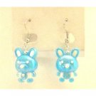 UER360  Easter Bunny Rabbit Earrings Jewelry Enameled Blue & White Cute Bunny Earrings