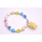 TB904  Handmade Cat Eye Easter Bunny Bracelet Multicolor Beads Bracelet Holiday Easter Bunny