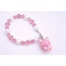 TB903 Swarovski Rose Crystals Acrylic Bead Cute Pink Charm Bracelet Easter Holiday Jewelry