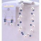 TB834 Bracelet & Earrings Jewelry White Pearls Montana Crystals Bracelet Double Stranded Jewelry