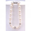 TB831 Handcrafted Bracelet Swarovski Ivory Pearls w/Silver Rondells Sparkles like Diamond Spacer