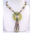 N783 Fancy Jade Round Pendant Drop Down Stunning Necklace Stylish Beads Glass Beads Acrylic Beads