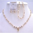 BRD800  Ivory Pearls & Golden Shadow Swarovski Crystals Bridal Jewelry Set