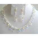 BRD752  Gold AB Crystals Teardrop Jewelry Set Genuine AB Crystals Necklace Set Exclusive Jewelry