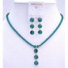 NSC608 Emerald Crystals Necklace Set Genuine Swarovski Crystals w/Silver Earrings