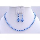 NSC591 Capri Color Swarovski Crystals w/ Sapphire Necklace Set Genuine Swarovski Set