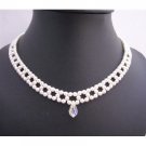 BRD681 Bridal White Pearls Choker Necklace w/ AB Crystals Teardrop Necklace Handcrafted