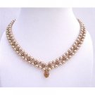 BRD680 Swarovski Bronze Pearls & Smoked Topaz w/ Smoked Topaz Crystals Necklace Wedding Necklace