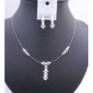 BRD677 Wedding Necklace Set w/ Clear Swarovski Crystals & Silver Rondells