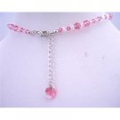 BRD668 Rose Swarovski Crystals AB Crystals w/ Crystals Heart Back Dangle Drop Necklace Jewelry