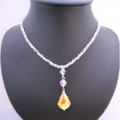 BRD645 Swarovski AB Crystals w/ Briollette Pendant Necklace AB Crystals Beads