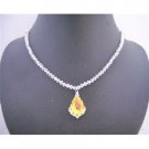 BRD643  Genuine Swarovski AB Crystals Necklace w/ Briollette Pendant Necklace