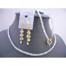 BRD641  Evening Party Jewelry Genuine Swarovski AB Round Crystals w/ 22k Gold Plated
