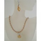 NSC444  Swarovski Crystals & Bronze Pearls Jewelry Set w/ Barque Pendant & Earrings