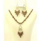 NSC399 Swarovski Pearls Crystals Jewelry Dark Brown Pearls w/ Dark Siam Red Crystals Set