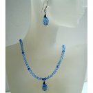 NSC383  Genuine Swarovski Sapphire Crystals w/ Tear Drop Pendant & Earrings