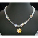 NSC162  Genuine Swarovski AB w/ AB Crystals Heart Pendant Necklace Handcrafted Custom Jewelry