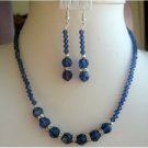 NSC152  Vintage Necklace Set in Genuine Swarovski Sapphire Crystals w/ Simulated Diamond Rings