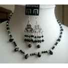 NSC137  Gorgeous Authentic Jet Swarovski Crystals AB Crystals Necklace Set