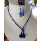 NSC135  Genuine Sapphire Swarovski Crystals w/ Purse Pendant Necklace Set