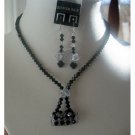 NSC133  Genuine Swarovski Jet Crystals w/ Purse Pendant Necklace Set