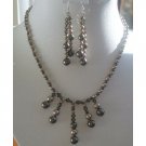 NSC131  Genuine Swarovski Dark Topaz & Champagne Pearls Necklace Set
