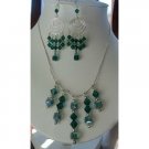 NSC127  Genuine Swarovski Emerald Crystals Bridal Sterling Silver Necklace Set