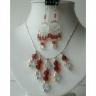 NSC125  Genuine Swarovski Red Indian & AB Crystals Bridal Sterling Silver Necklace Set Handmade