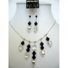 NSC119  Genuine Swarovski Jet Crystals & AB Crystals Sterling Silver Necklace Set
