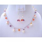 BRD466  Multicolor Swarovski Crystals w/ Ivory Pearls Jewelry Set Wedding Party Perfect Jewelry Gift