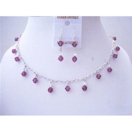 BRD509 Handmade Swarovski Crystals Bridemaides Necklace Sets Amethyst Crystals & AB Crystals
