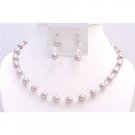 NS731  Wedding Party Affordable Jewelry Faux Champagne Pearls & Chinese Clear Crystals