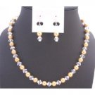 NS732 Bridemaids Jewlery Golden Pearls Faux Pearls & Chinese Crystals Dainty Set