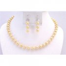 NS733  Yellow Pearls w/ Glass Beads Beautiful Gorgeous Necklace Set Wedding Jewlery