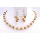 NS734  Latte Pearls and Yellow Pearls Necklace Sets Stunning Bridal Briedemaids Inexpensive