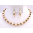 NS735  Wedding Latte Dress Jewelry Pearls Latte Pearls and Yellow Pearls Necklace Jewelry