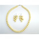 NS737 Yellow Color Jewelry Wedding Yellow Dress Jewelry Yellow Pearls Jewelry Set