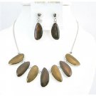 NS751  Brown Leaf Beads Jewelry Set Painted Enameled Brown Leaf Shape Necklace Set