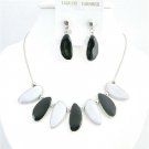 NS752  Leaf Shaped Jewelry Creative Ethnic Painted Black And White Leaf Necklace Set