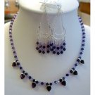 NSC123  Genuine Austrian Swarovski Amethyst Crystals Handcrafted Necklace Set