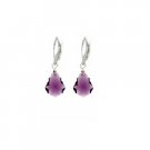 ERC621  Sterling 92.5 Leverback Baroque Amethyst Swarovski Crystals Earrings