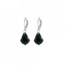 ERC623  Classy Stylish Jet Black Baroque Crystals Sterling 92.5 Earrings