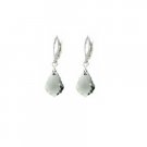 ERC626  Multi Faceted Baroque Black Diamond Crystals Sterling 92.5 Hoop Earrings
