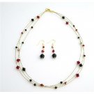 BRD986  Handmade Bridal Bridemaids Siam Red & Jet Crystals Dress Jewelry Set